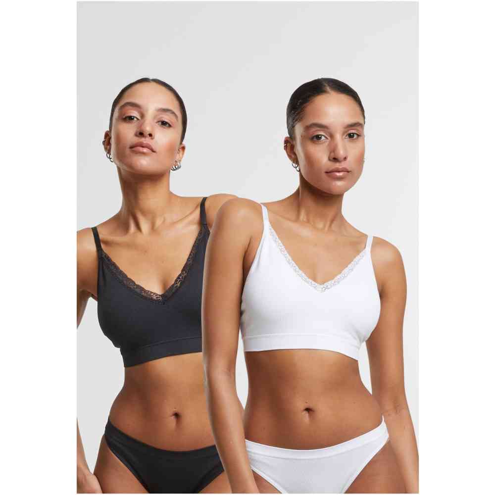 Urban Classics - Padded Rip 2-Pack BH - Zwart/Wit